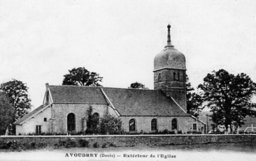 L'église d'Avoudrey au début du XXè siècle, collection M. Morlin