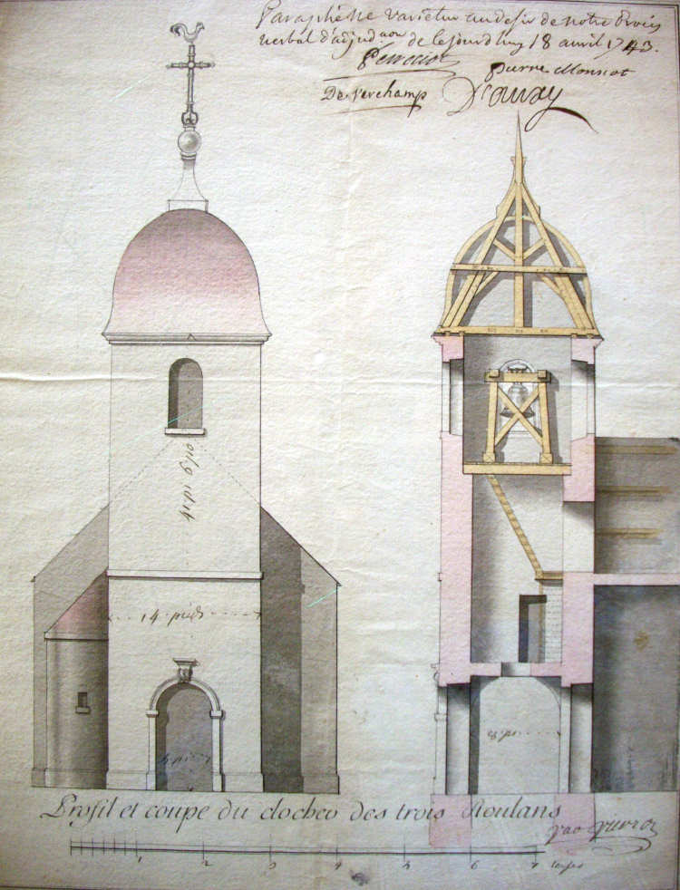 Plan de l'église de Roulans de 1743, document B. Lamblin