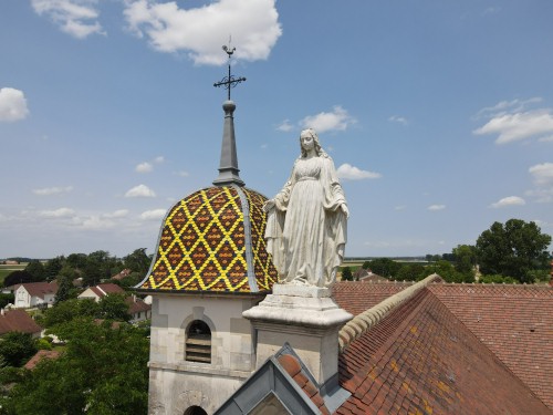 Le clocher de l'église de Peseux, photo E. Rey