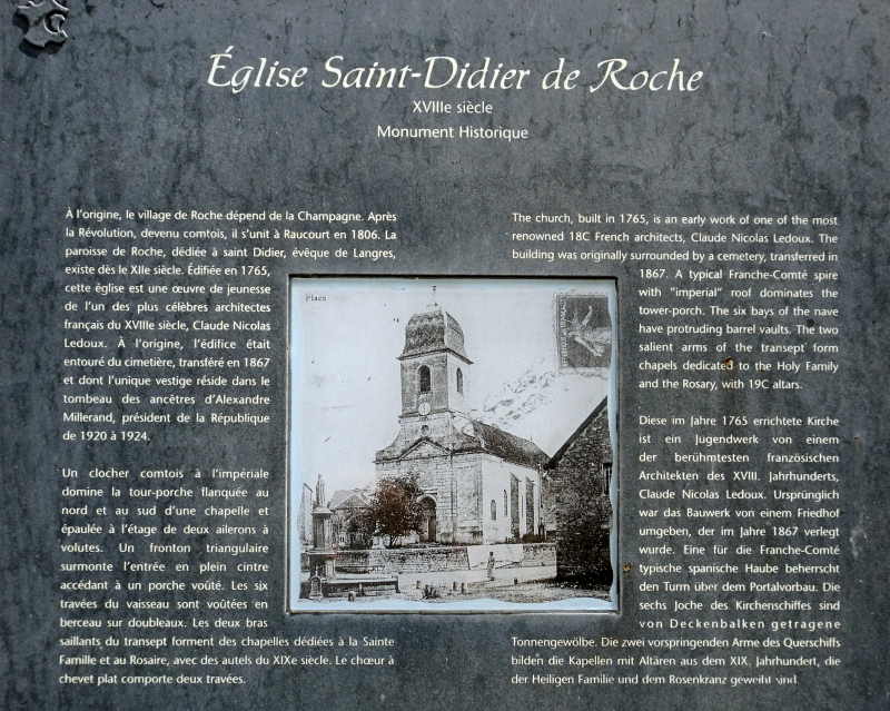 Panneau d'information sur l'église de Roche-et-Raucourt, photo O. Pernot